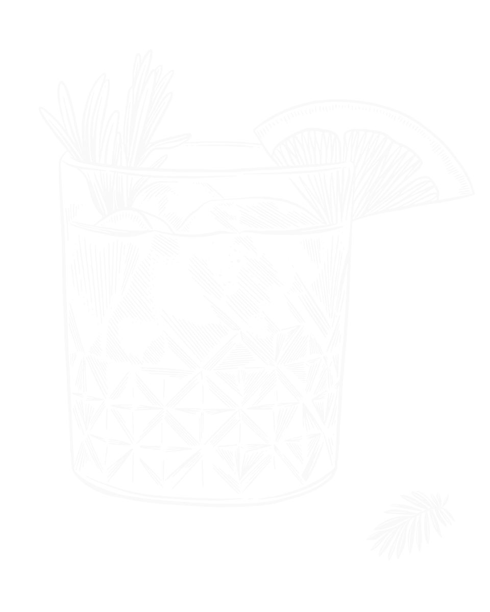Sketch of a single cocktail in a small tumbler style glass.