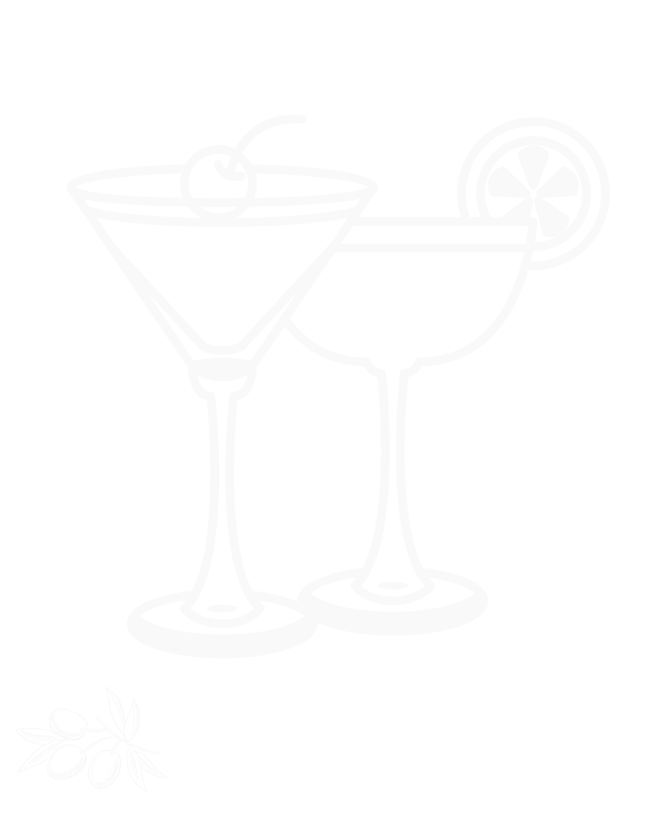 Sketch of 2 cocktails in a coupe style glass.
